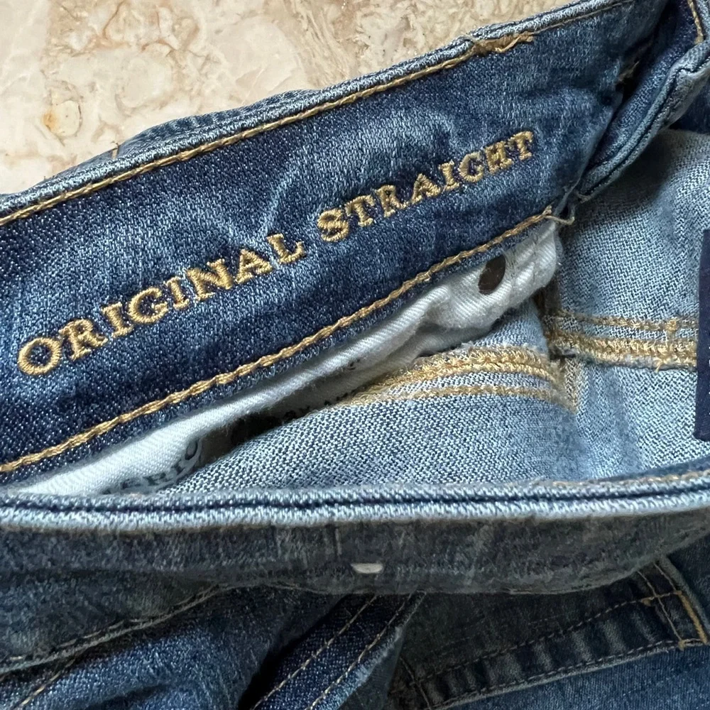 American Eagle distressed blue Jean Original Straight Extreme Flex EUC 32 x 36 - Picture 9 of 13